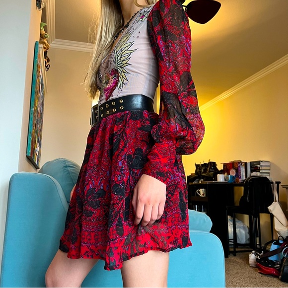 FREE PEOPLE BALI THROUGH THE FLOWERS 2 PUECE BODYSUIT SHEER SKIRT SET - Picture 3 of 8